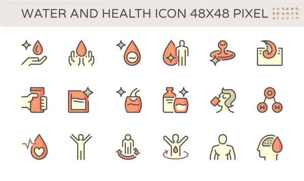 Projektowanie Ikon Wektorowych Wody Pitnej Zdrowia 48X48 Pikseli Idealny Edytowalny — Wektor stockowy