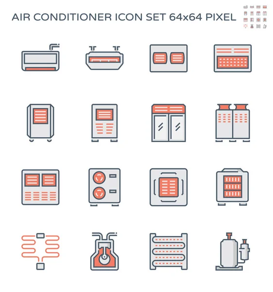 Klimaanlage Und Kompressor Vektor Icon Set Design 64X64 Pixel Perfekt — Stockvektor