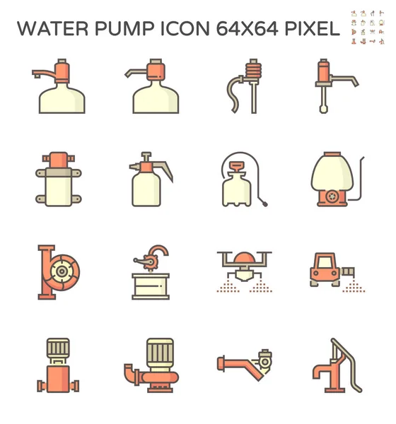 饮用水水泵和液压泵矢量图标集设计 64X64像素完美可编辑行程 — 图库矢量图片