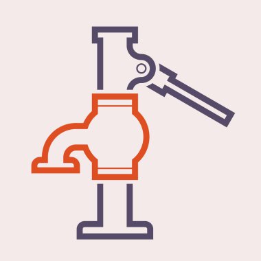 Su çalışması vektör ikonu tasarımı için el pompası.