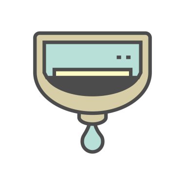 Klima ve hava kompresörü temizleme işi ve araçlar vektör simgesi tasarımı, düzenlenebilir vuruş.