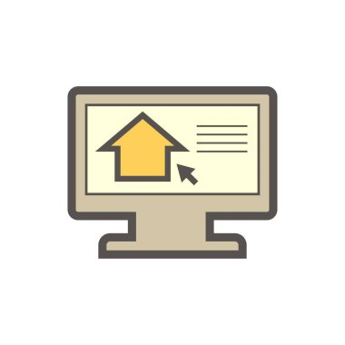 Beyaz üzerinde emlak ve bilgisayar vektör simgesi tasarımı.