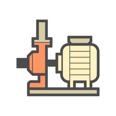 Su dağıtımı için elektrik pompası ve çelik boru beyaz arka planda izole edildi.