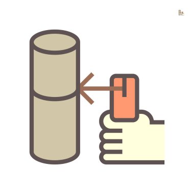 Beyaz arkaplanda yuvarlak kaynak işi vektör ikonu tasarımı, 64x64 piksel mükemmel ve düzenlenebilir vuruş.