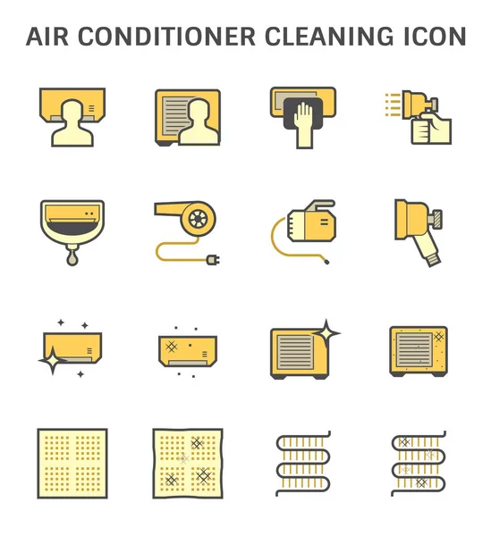 Airconditioner Luchtcompressor Reinigen Vector Pictogram Set Ontwerp Witte Achtergrond — Stockvector