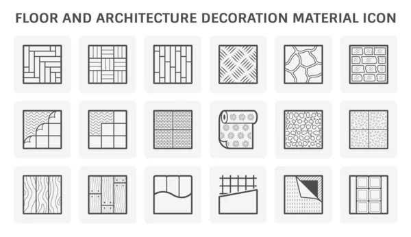 床と建築装飾材料ベクトルアイコンセットデザイン — ストックベクタ