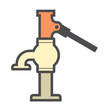 Su çalışması vektör ikonu tasarımı için el pompası.