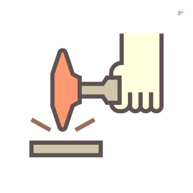 Kaynak işi ve temizlik yöntemi çekiç vektör simgesi tasarımı, 64x64 piksel mükemmel ve düzenlenebilir vuruş.