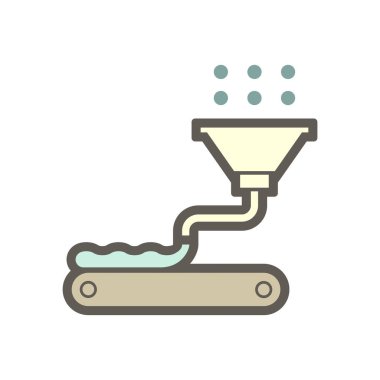 Hammadde beyaz arkaplanda gıda işleme vektör ikonu tasarımında fırın fırınına düşüyor.