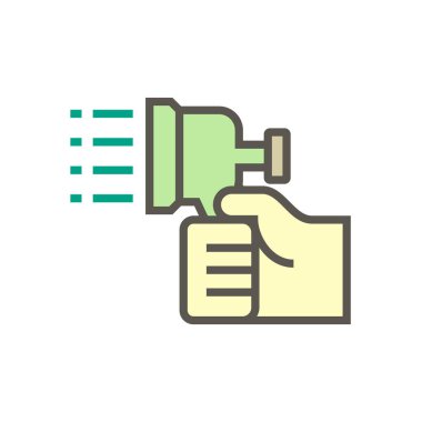 Klima ve hava kompresörü temizleme işi ve araçlar vektör simgesi tasarımı, düzenlenebilir vuruş.