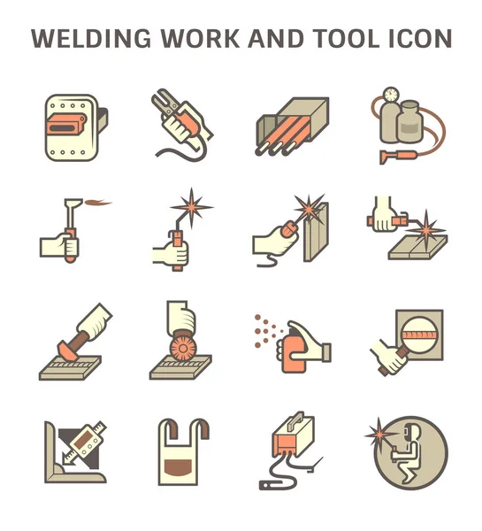 Trabalho Soldagem Ferramentas Soldagem Como Tocha Soldagem Design Conjunto Ícones — Vetor de Stock