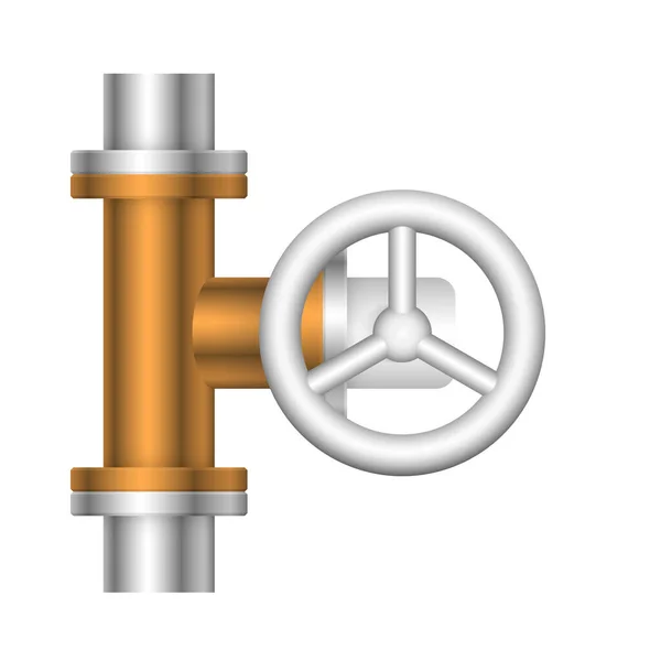 Ocelové Trubky Konektor Ventil Ikona Konstrukce Izolované Bílém Bakcground — Stockový vektor
