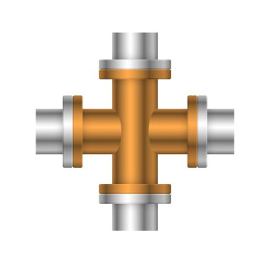 Çelik boru bağlantı simgesi tasarımı beyaz arkaplanda izole edildi.