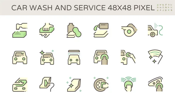 洗车和服务矢量图标集设计 48X48像素完美和可编辑行程 — 图库矢量图片