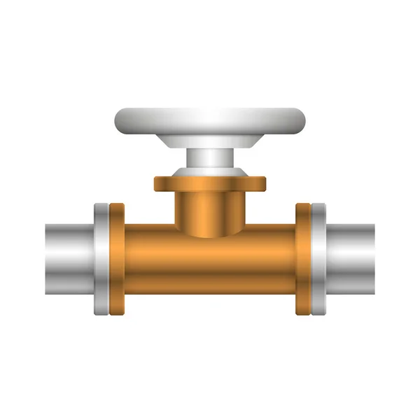 Conector Tubería Acero Diseño Icono Válvula Aislados Bakcground Blanco — Vector de stock