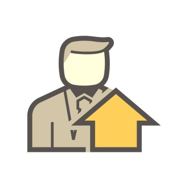 Beyaz üzerinde emlakçı ve yatırım vektörü simgesi tasarımı.