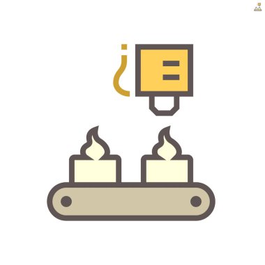 Beyaz arka planda gıda işleme endüstrisi vektör ikonu tasarımında krem üzerine krema içeren buzlu ipuçları, 64x64 piksel mükemmel ve düzenlenebilir vuruş.