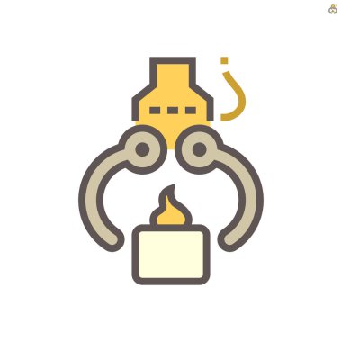 Robot el gıda işleme endüstrisinde tatlı yiyecekler algılıyor. Beyaz arka planda vektör ikonu tasarımı, 64x64 piksel mükemmel ve düzenlenebilir vuruş.