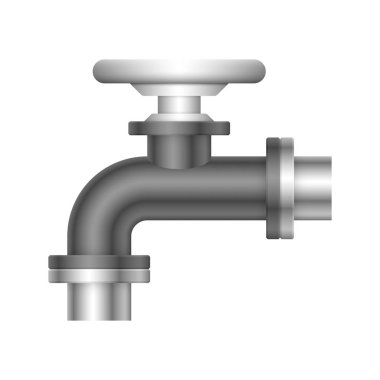 Çelik boru konnektörü ve kapak simgesi tasarımı beyaz bakkal sahasında izole edildi.