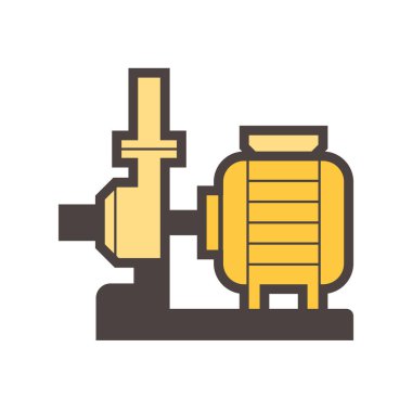 Su dağıtımı için elektrik pompası ve çelik boru beyaz arka planda izole edildi.
