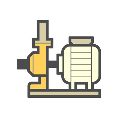 Su dağıtımı için elektrik pompası ve çelik boru beyaz arka planda izole edildi.