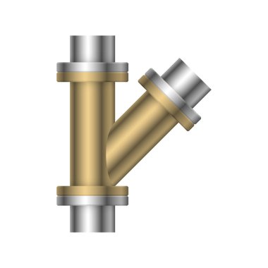 Çelik boru bağlantı simgesi tasarımı beyaz arkaplanda izole edildi.