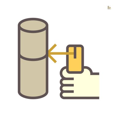 Beyaz arkaplanda yuvarlak kaynak işi vektör ikonu tasarımı, 64x64 piksel mükemmel ve düzenlenebilir vuruş.