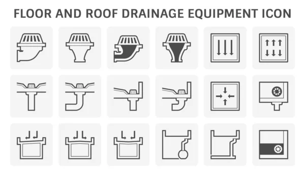 Floor Roof Drainage Equipment Vector Icon May Called Parapet Scupper — Vector de stock
