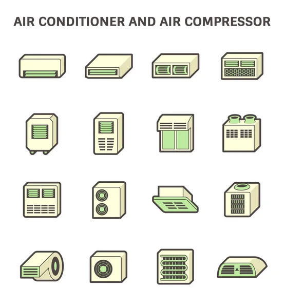 Acondicionador Aire Compresor Aire Parte Del Diseño Del Conjunto Iconos — Vector de stock