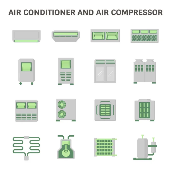 Hvac系统矢量图标集设计中的空调机和空气压缩机部分 — 图库矢量图片