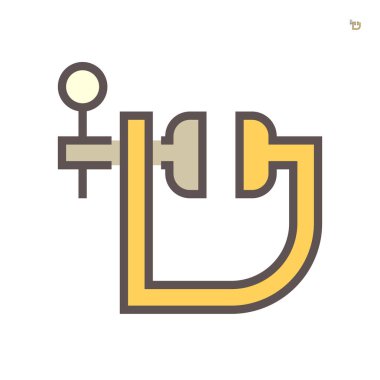 Beyaz arkaplanda C-klemp vektör ikonu tasarımı, 64x64 piksel mükemmel ve düzenlenebilir vuruş.