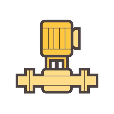 Su dağıtımı için elektrik pompası ve çelik boru beyaz arka planda izole edildi.