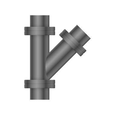 Çelik boru bağlantı simgesi tasarımı beyaz arkaplanda izole edildi.