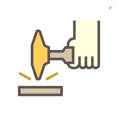 Kaynak işi ve temizlik yöntemi çekiç vektör simgesi tasarımı, 64x64 piksel mükemmel ve düzenlenebilir vuruş.