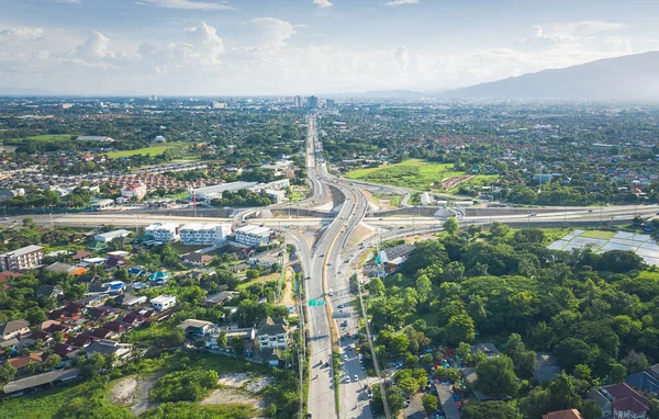 Luftaufnahme Der Autobahn Und Der Kreuzung Chiang Mai Thailand — Stockfoto