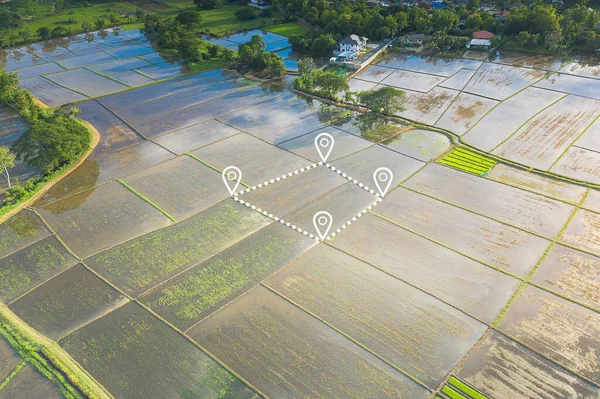 Arazinin ve konumlandırma noktasının havadan görüntüsü.