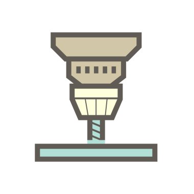 Üretim endüstrisi işleme vektör simgesi tasarımında beyaz arkaplanda daha fazla sondaj çalışması.