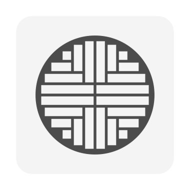 Ahşap üretim endüstrisinde ahşap kesme profili görünümü ve kereste fabrikası vektör ikonu tasarımı.