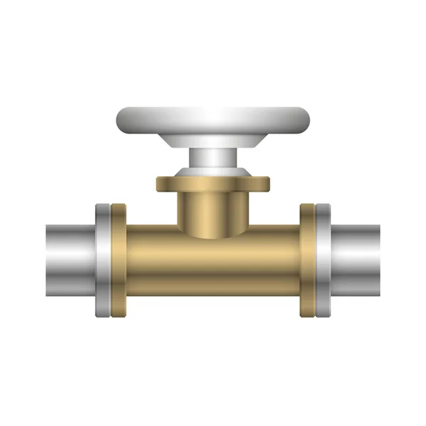 Conector Tubería Acero Diseño Icono Válvula Aislados Bakcground Blanco — Vector de stock