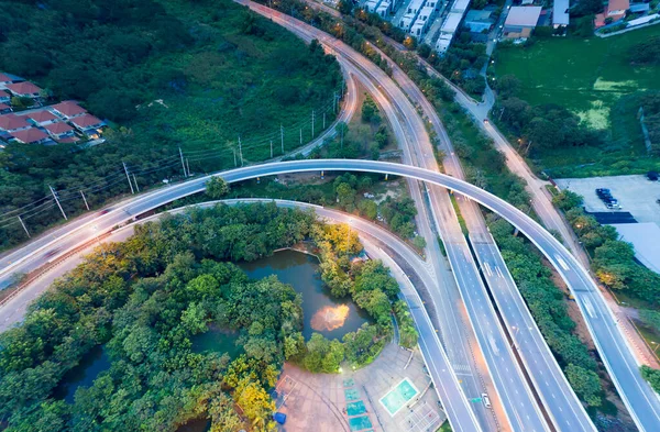 Luftaufnahme Einer Schnellstraße Und Eines Transportfahrzeugs Der Stadt Chiang Mai — Stockfoto