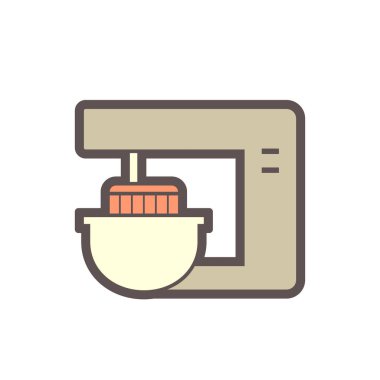 Gıda işleme vektör simgesi tasarımında hamur yoğurma makinesi beyaz arkaplanda.