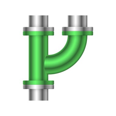 Çelik boru bağlantı simgesi tasarımı beyaz arkaplanda izole edildi.
