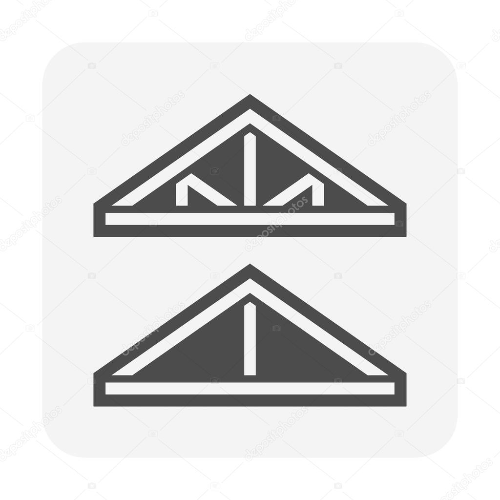 Roof truss structure or frame work for house vector icon design.