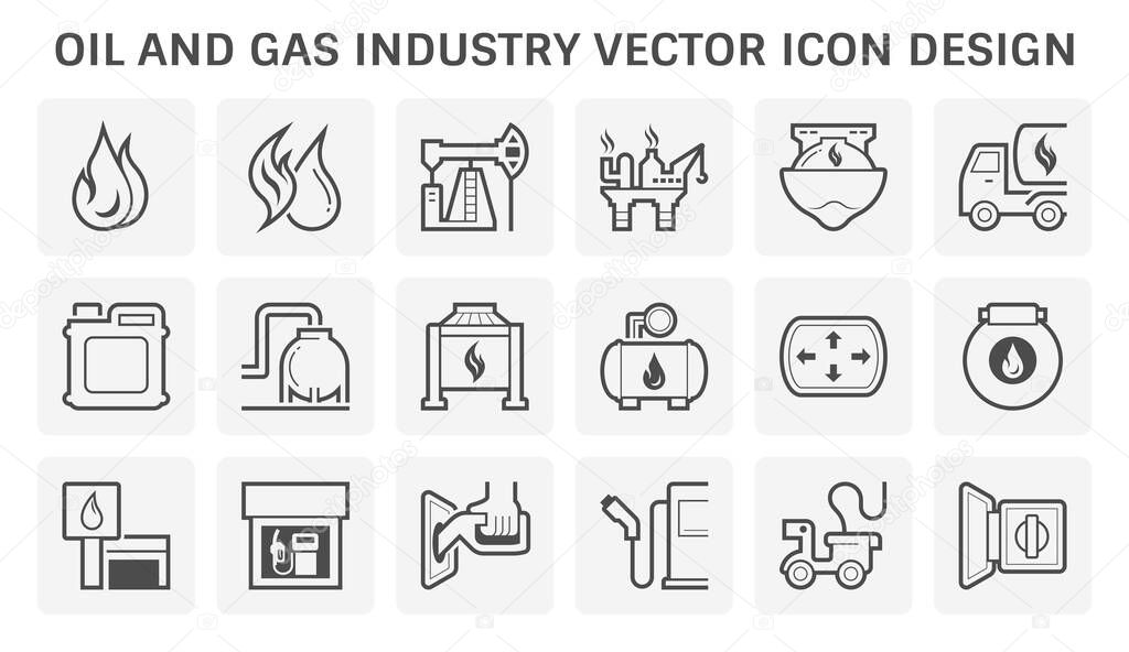Oil and gas industry include the global processe of exploration extraction refinery transportion by oil tanker and pipelines and marketing of petroleum products, Vector illustration icon set design.