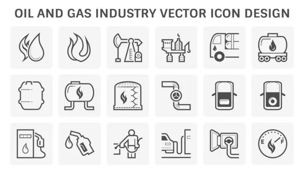 Industria Del Petróleo Gas Incluye Proceso Global Transporte Refinería Extracción — Vector de stock