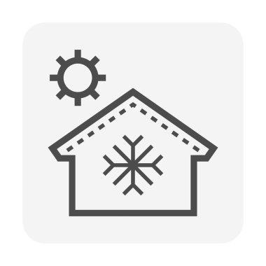 Ev için çatı kiremit ve termal yalıtım ısı sıcaklığını dışarıdan önlemek için, vektör simgesi tasarımı.