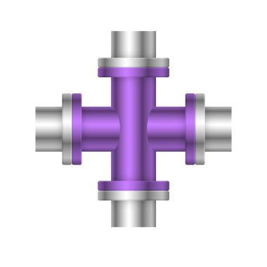 Çelik boru bağlantı simgesi tasarımı beyaz arkaplanda izole edildi.