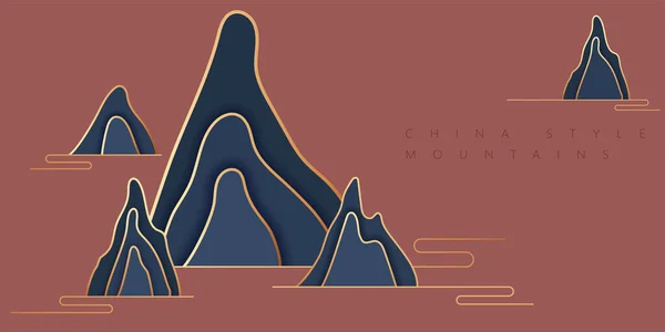 Montagnes Abstraites Illustration Style Marée Nationale Chinoise Illustration Vectorielle Traditionnelle — Image vectorielle