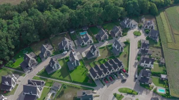 Cottage town in the suburbs surrounded by oak forest — Stock Footage Cottage town in the suburbs surrounded by oak forest Stock Footage
