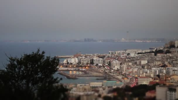 Cityscape Algiers Coast Traffic Twilight — Stock Video
